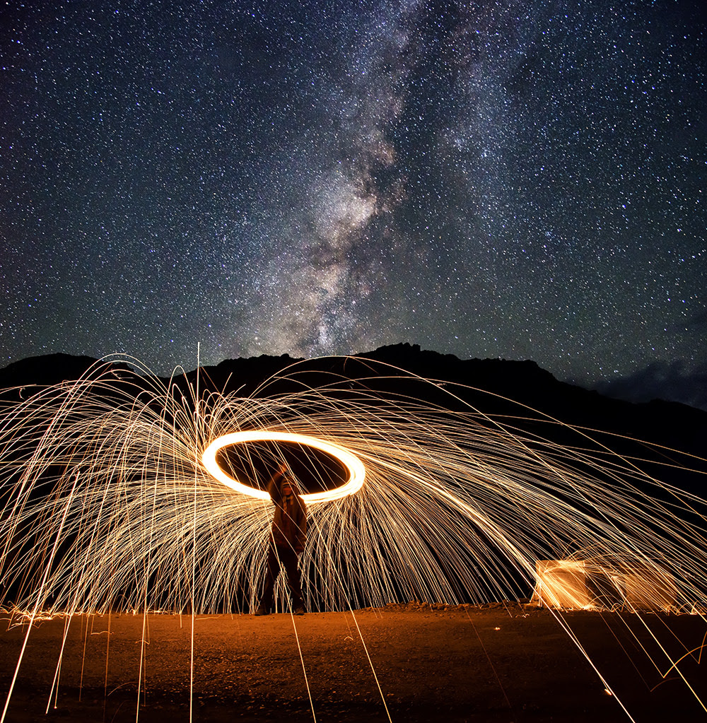 Spinning Fire Under the Milky Way Makes an Awesome Photo